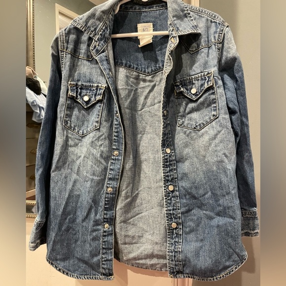Crewcuts button down denim shirt with snaps size 6/7 - Picture 1 of 3